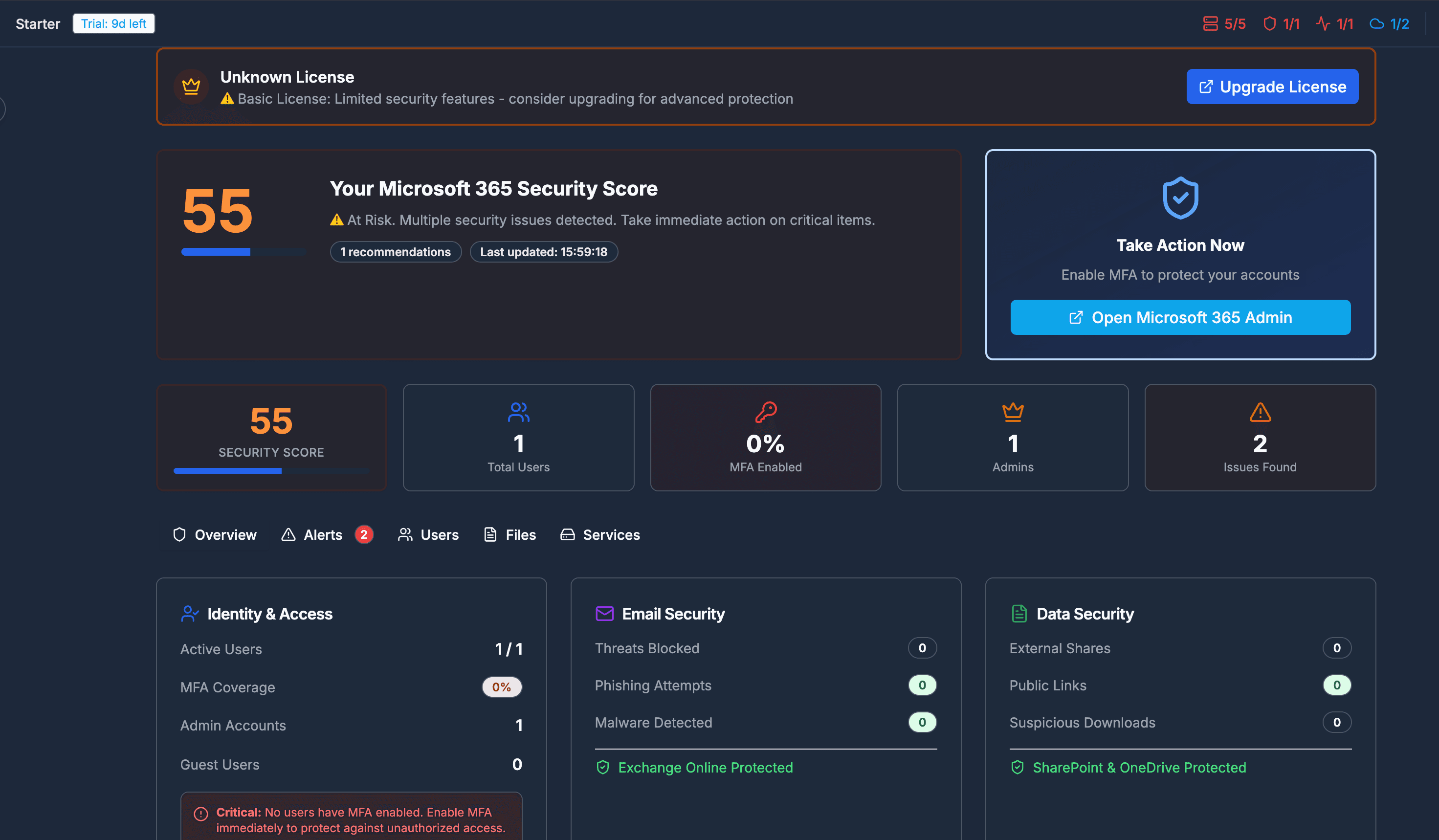 SaaS Security Posture dashboard screenshot