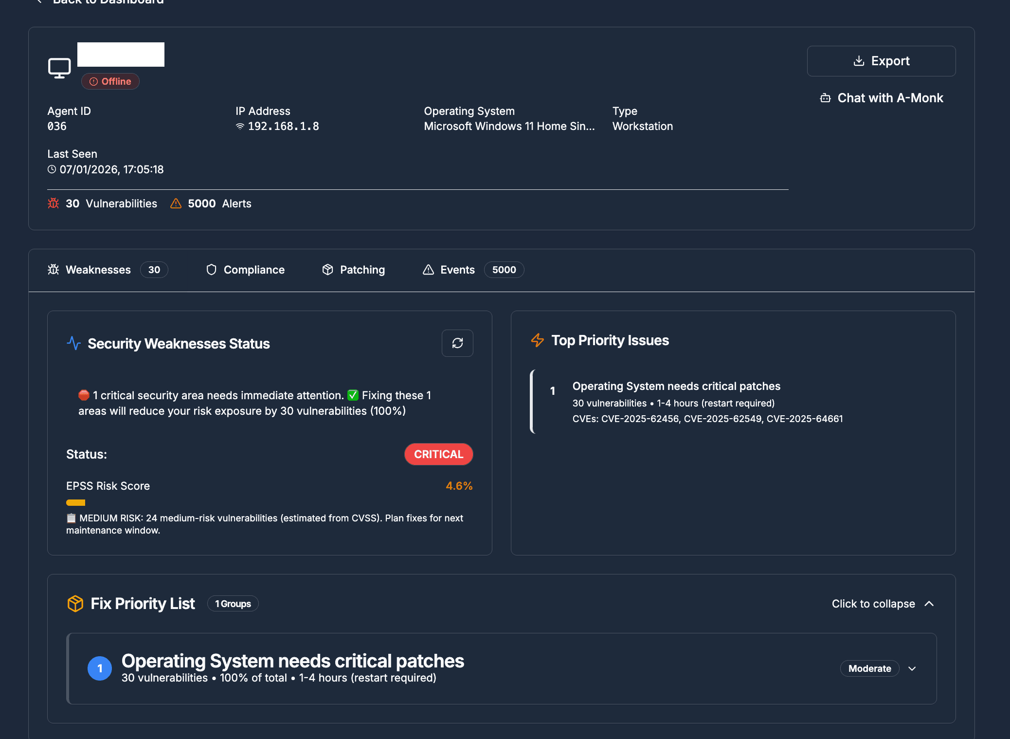 Device Protection dashboard screenshot